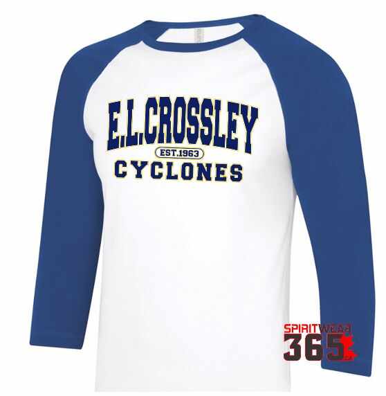 E.L. Crossley 3 Quarter Long Sleeve T Shirt spiritwear356
